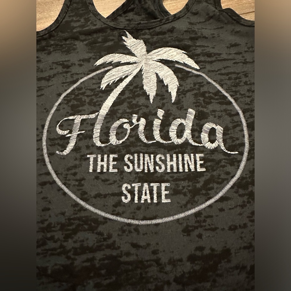 Next Level Florida burnout tank top, Black/Dark Gray, Size M